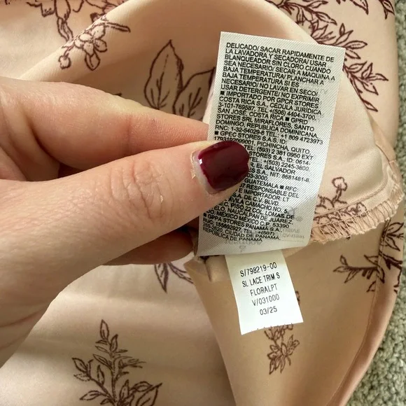 Women's Pink Floral Satin Lace Trim Midi Slip Dress Large Feminine Romantic - Picture 9 of 11